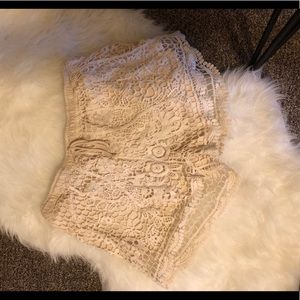 Cream crochet shorts